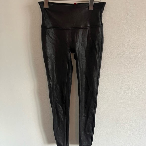 Spanx Faux Leather Sparkle Black Leggings, size M - Picture 2 of 5